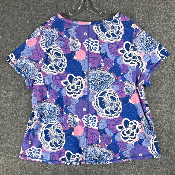 Talbots Top Womens 3XP Floral Purple Blue Work Office Everyday Casual Stretch - Picture 5 of 9